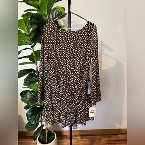City Studio Black and White Polka Dot Long Sleeve Dress
